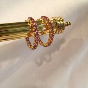 New Real Rose de France Amethyst hoops in YG